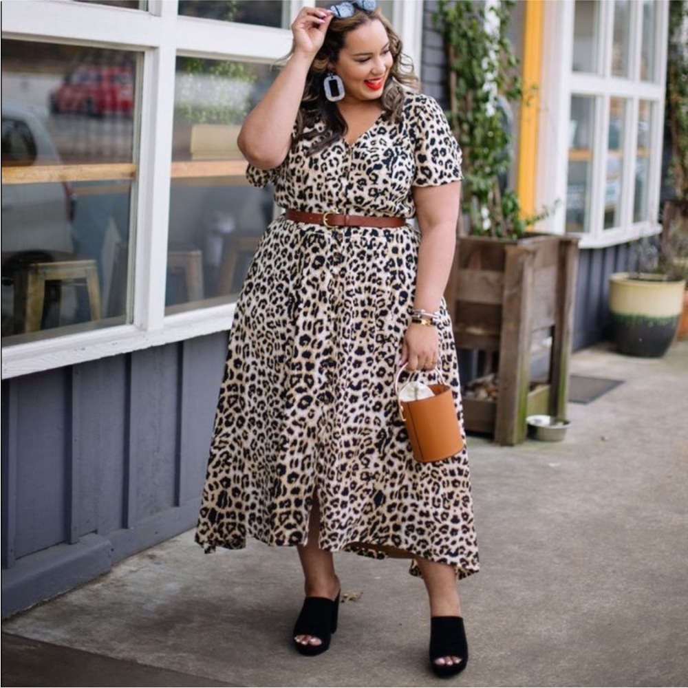 NWT Lane Bryant leopard print high-low dress 28w
